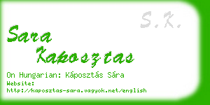 sara kaposztas business card